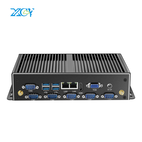 XCY Industrial Mini PC Intel Core i7 5500U Dual Gigabit Ethernet WiFi RS232 RS485 HDMI VGA 8xUSB 3G/4G LTE Windows Linux Fanless ► Photo 1/6