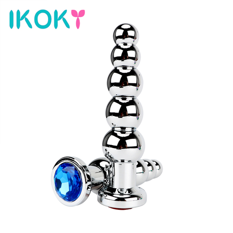 IKOKY Stainless Steel Prostate Massage Butt Plug Heavy Anus Beads with 5 Balls Sex Toys for Men and Women Gay Metal Anal Plugs ► Photo 1/6
