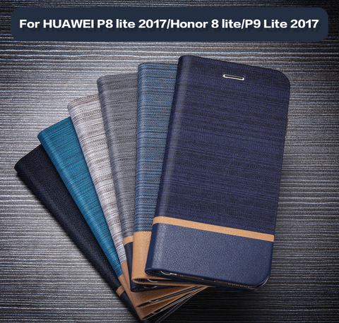 For Huawei P8 lite 2017 Flip Book Case For Huawei Honor 8 Lite P9 Lite 2017 Business Leather Case Soft Tpu Silicone Back Cover ► Photo 1/6