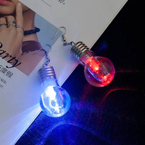 New Korean Personality Funny Nightclub Colorful Luminous Bulb Drop Earrings Fashion Light bulb Gifts Party Jewelry ► Photo 1/6