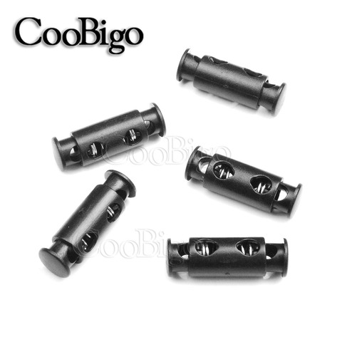 5pcs 2 Holes Dia. 3mm Symmetrical Push Cord Lock Clip Spring Clasp Stopper For Strings Cord Paracord Bag Elastic Rope Parts ► Photo 1/4