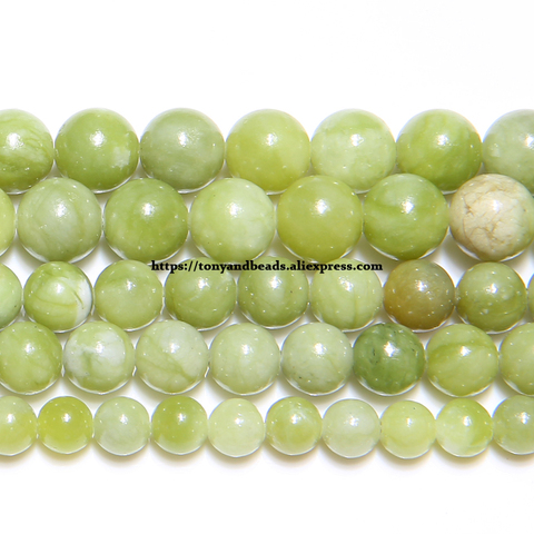 Natural China Lt Green Jades Stone Round Loose Beads 4 6 8 10 12MM Pick Size For Jewelry Making ► Photo 1/1