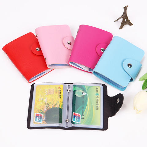 24 Card Slots Double Sided Plastic Card Holder Small Size Multicolor Business Pack Bus Card Bag Women Purses Men Wallet ► Photo 1/6