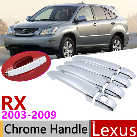 for Lexus RX XU30 2003~2009 Chrome Exterior Door Handle Cover Car Accessories Stickers Trim Set RX300 RX330 RX350 RX400h 2004 ► Photo 1/6