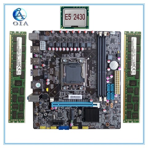 mainboard New Desktop Motherboard X78 LGA 1356  with E5 2430 + 8G(4G*2)RAM set M.2 ddr3 ecc ram port 32G USB3.0 M ATX ► Photo 1/1