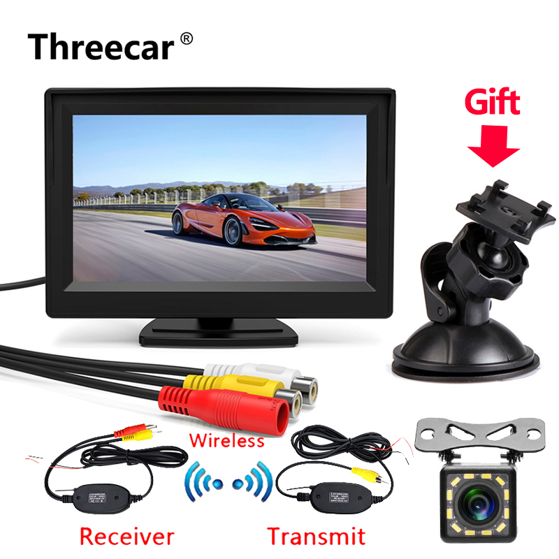 5" TFT LCD Car Rear View Backup Monitor+Wireless Parking Night Vision Camera Kit 