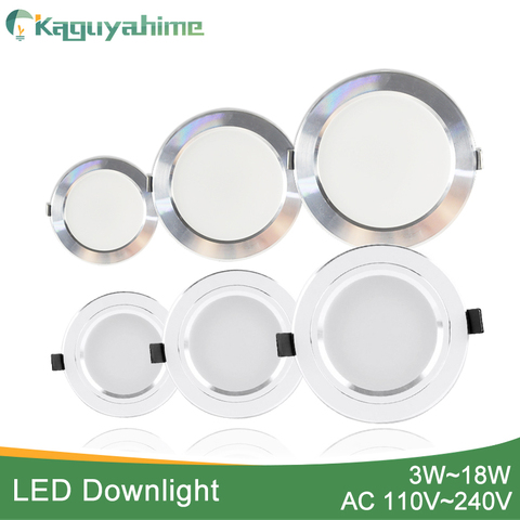 Kaguyahime LED Spot Light 5W 9W 15W 18W Silver White Ultra Thin AC 110V 220V Round Recessed LED Downlight LED Spot Lighting 12W ► Photo 1/6