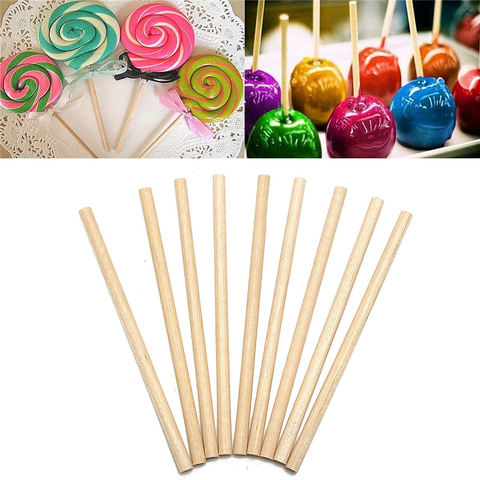 100pcs/Set Round Wooden Lollipop Lolly Sticks 10cm Cake Dowels For DIY Food Crafts Candy Decor Rod Party Events Supplies ► Photo 1/6