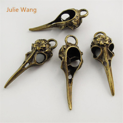 Julie Wang 5PCS Bird Beak Charms Skull Bird Head Antique Bronze Pendant Bracelet Earring Fashion Punk Jewelry Making Accessory ► Photo 1/6