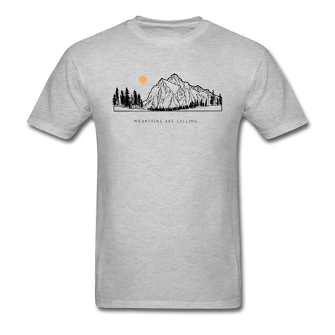 Tops Shirts Mountains are Calling Autumn Hot Sale Unique Short Sleeve Pure Cotton Round Neck Mens T-shirts Unique Tee Shirt ► Photo 1/6