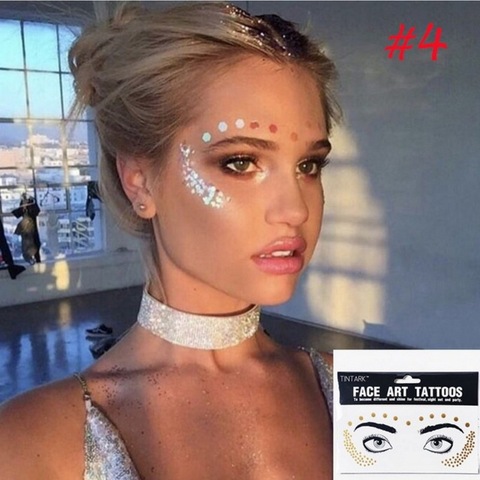 1pack Face flash tattoo Festival Party Body Glitter face art tattoo Sticker eye decals Eye shadow Freckles concealer Dot pattern ► Photo 1/6
