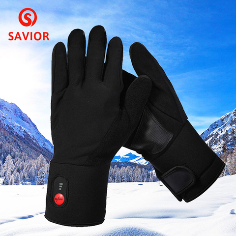 SAVIOR Winter Warm 7.4 Electric Battery Heated Gloves Rechargeable For Skiing Fishing Riding Hunting Keep Thermal Waterproof ► Photo 1/6