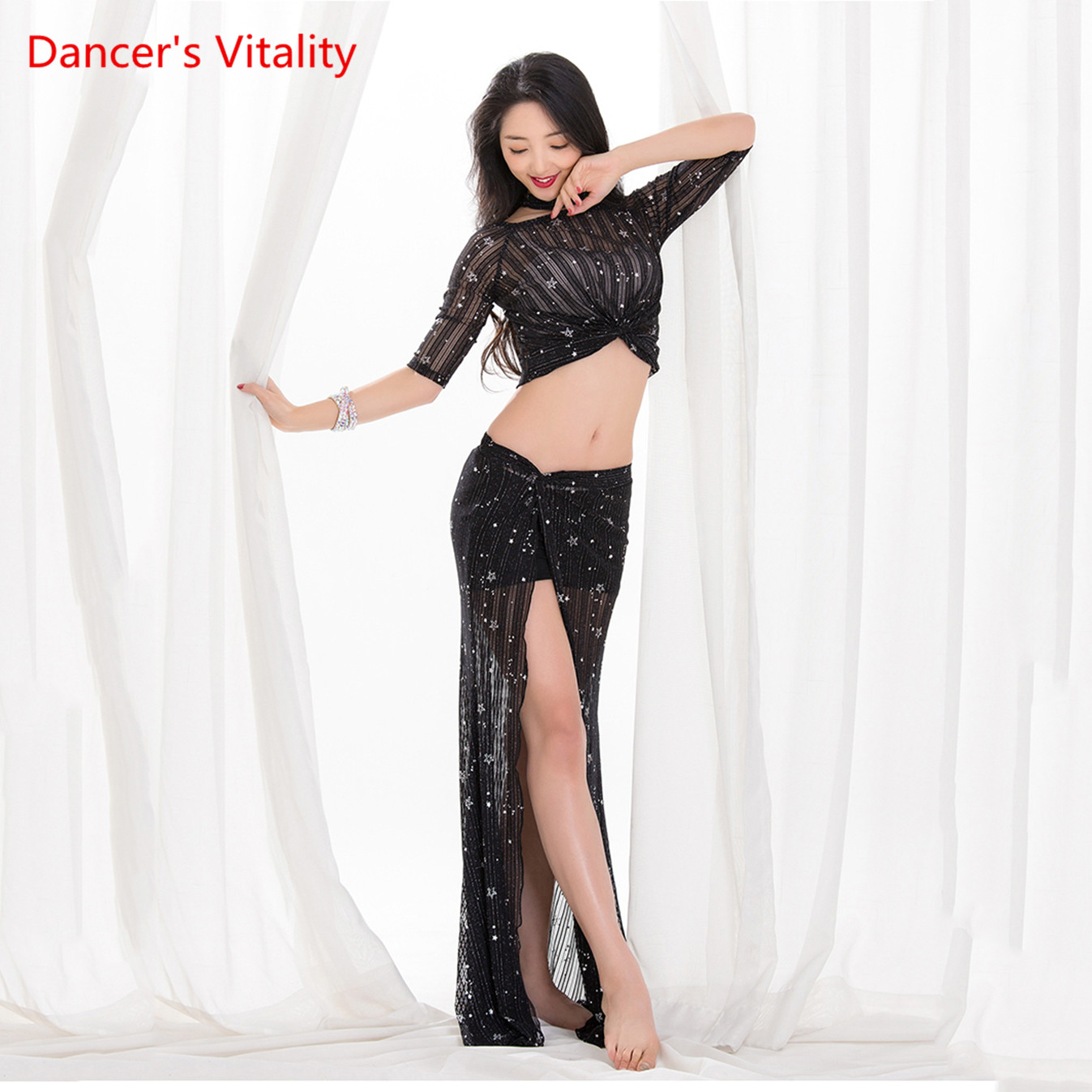 Womens Modal Long Skirt 2Pcs Set Dress Belly Dancing Costumes Practice Dancewear 
