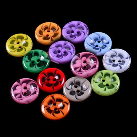 100pcs Mixed Flower Resin Buttons 2 Holes Sewing Scrapbook Cardmaking Craft 14mm Buttons Decor Scrapbooking Garment DIY Apparel  ► Photo 1/6