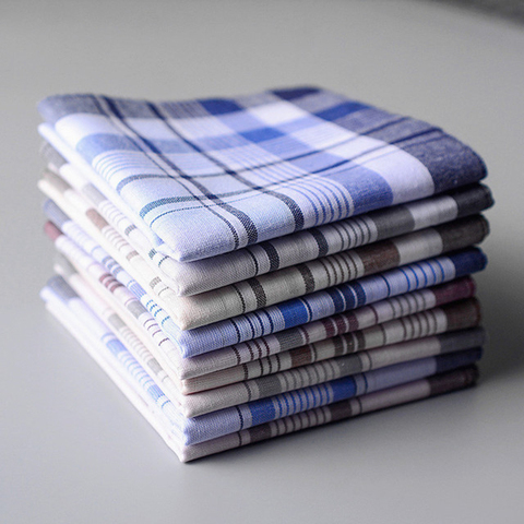 5Pcs/lot Square Plaid Stripe Handkerchiefs Men Classic Vintage Pocket Pocket Cotton Towel For Wedding Party 38*38cm Random ► Photo 1/6