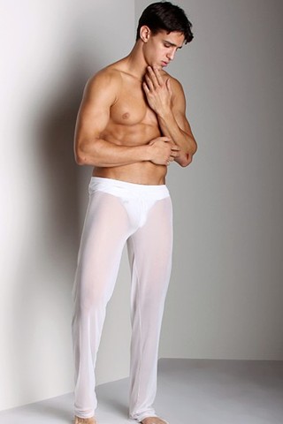 Men's See-through Sleep Pants Casual Long Pants Mesh Sheer