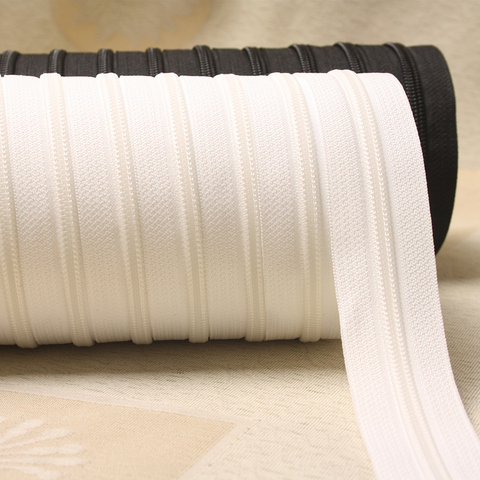 Zipper #3 White black 1 meter Nylon coil zippers for sewing wholesale Double Sliders Closed End Sewing Craft free shopping ► Photo 1/2