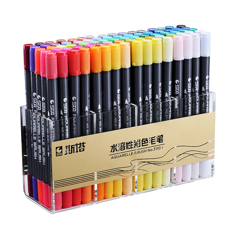 12/36 Colors Dual Tips Coloring Brush Marker Fineliner Color Pens