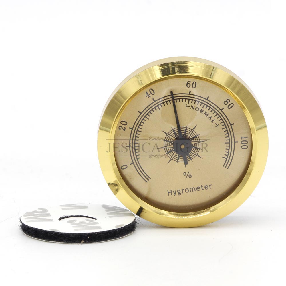 Humidor mini metal gold cigar hygrometer