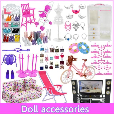 Mix Cute Doll Furniture Pretend Play Toy Hangers TV Sofa Shoes Rack for Barbie Doll for Kelly Dollhouse Accessories Girl Toy ► Photo 1/6