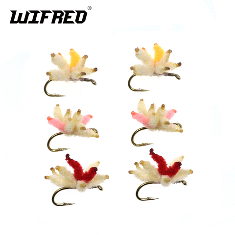 Wifreo 6PCS Size 18 Mix Color Trout Salmon Carp Crappie Bluegill Fishing Bait Artificial Maggots Fly Breadworm Cluster Bait ► Photo 1/6