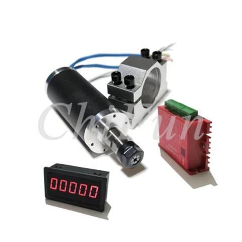 Mini engraving machine spindle motor kit 250W high-speed brushless motorized spindle +42mm clamp + drive plate + speed indicator ► Photo 1/1