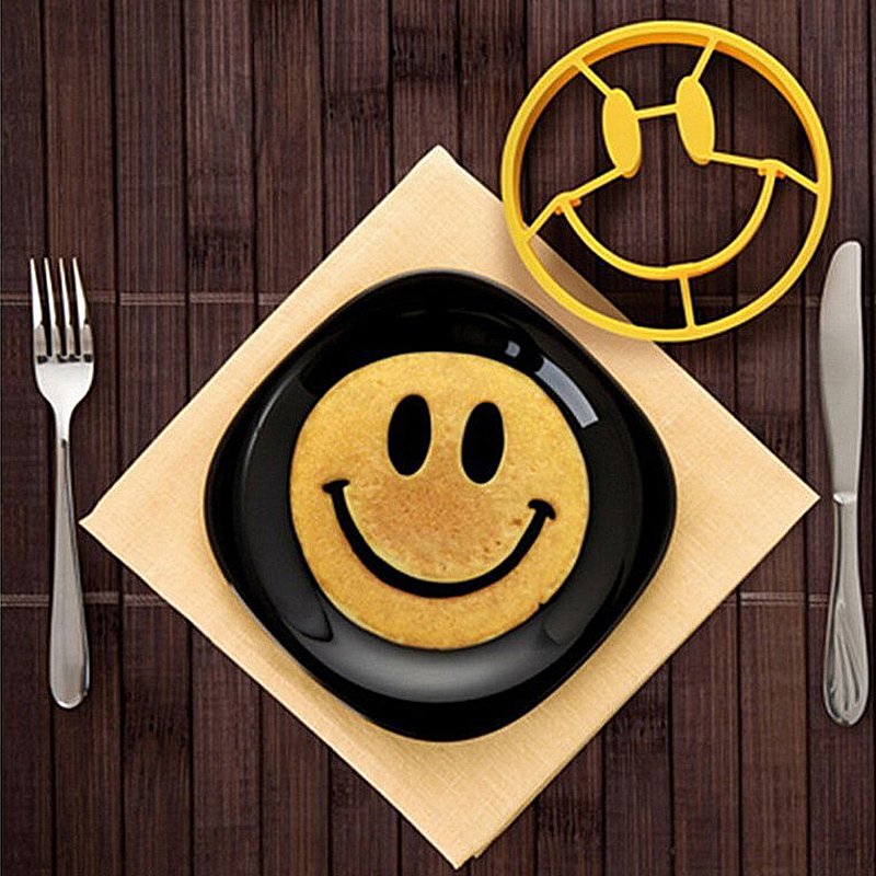 Breakfast Silicone Smile Face Fried Egg Mold Silicone Smile Shaped Pancakes Device Egg Tool Kitchen Pancake Ring Cooking Tools