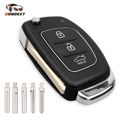 Dandkey 3 Button Folding Flip Remote Key Shell Car Key Case For Hyundai Solaris Ix35 Ix45 Series Auto Key Blanks Case Fob Uncut ► Photo 1/6