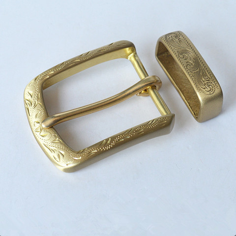Solid brass Belt Buckle Pin buckles Belt loop Belts Clip DIY leather Craft accessories for belt  38-39mm ► Photo 1/6