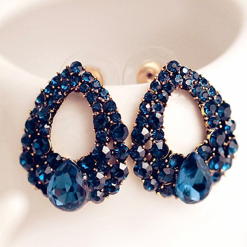 2022 Fashion Brincos Perlas New Girls Earing Bijoux Blue Zircon Stud Earrings For Women Wedding Jewelry Earings One Direction ► Photo 1/2