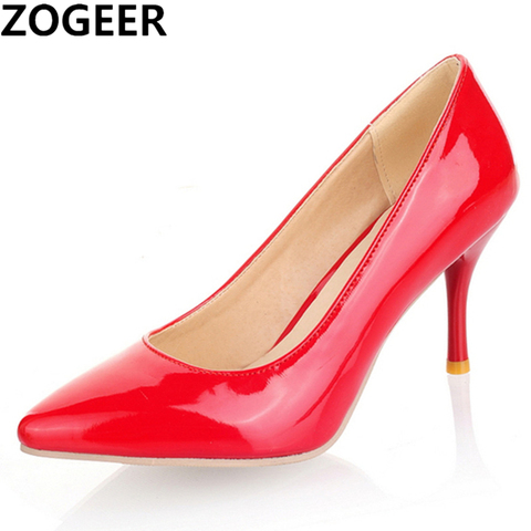 Big Size 34-47 2022 New Fashion High Heels Women Pumps Thin Heel Classic White Red Nude Pink Sexy Prom OL Office Wedding Shoes ► Photo 1/6