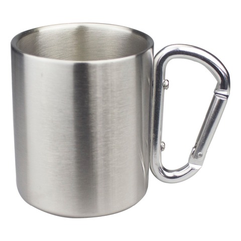 200ml,250ml,300ml Isolating Travel Mug Double Wall Stainless Steel Outdoor Children Cup Carabiner Hook Handle Heat Resistance ► Photo 1/6