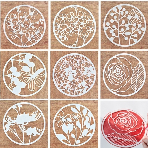 8Pcs/Set 16.5cm Window Flowers Round DIY Layering Stencils Painting Scrapbook Coloring Embossing Album Decorative Template ► Photo 1/6
