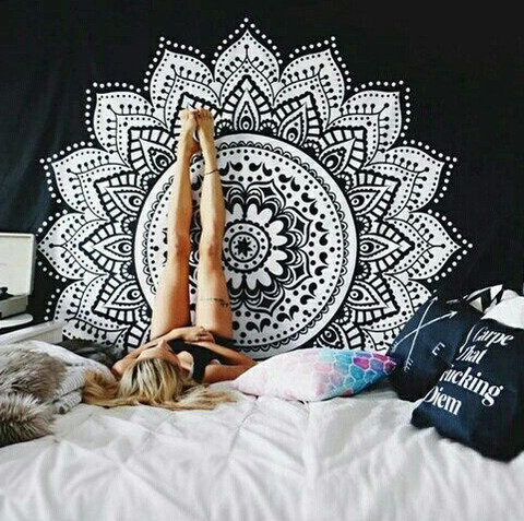 200*150cm Yin Yang Printed Lotus Tapestry Bohemia Mandala Tapestry Wall Hanging Wall Decoration Hippie Tapestry Beach Yoga Mat ► Photo 1/6