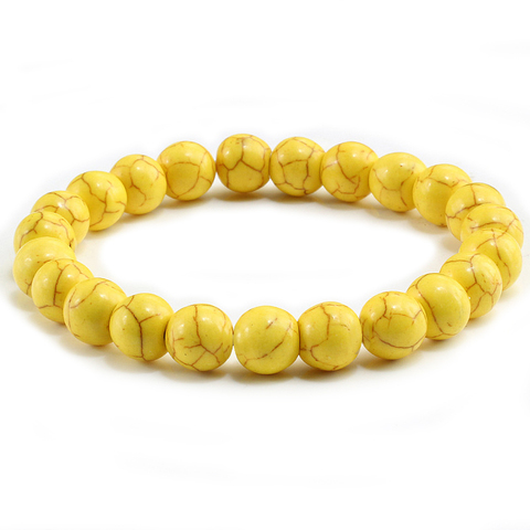 Trendy Yellow Natural Stone Beads Charm Bracelets & Bangles for Women Round Beaded Strand Bracelet Men Jewelry Pulseira Feminina ► Photo 1/6