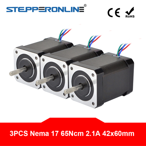 3PCS Nema 17 Stepper Motor 60mm 65Ncm(92oz.in) 2.1A 4-lead Nema17 Step Motor 42BYGH for 3D Printer CNC XYZ Motor ► Photo 1/4
