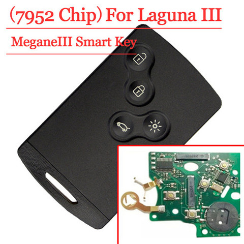 Good quality(1 pcs ) 4 Button smart card with pcf7952  for Renault Megane III Fluence Laguna III Scenic 2009-2015 433MHz ► Photo 1/3