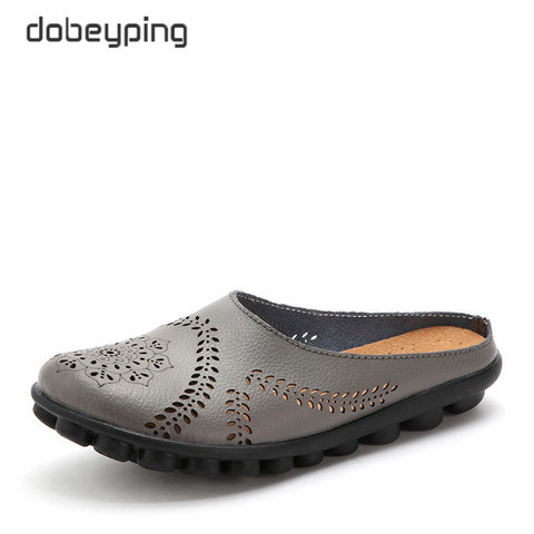 dobeyping New Cut-Outs Summer Shoes Woman Genuine Leather Women Flats Hollow Women's Loafers Female Solid Shoe Plus Size 35-44 ► Photo 1/6