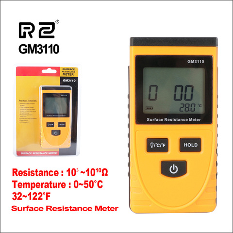 RZ Surface Resistance Meter Handheld Earth Resistance Meter Measuring Instrument Static Detector GM3110 digital Resistance Tools ► Photo 1/6