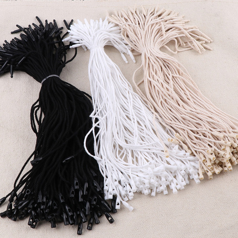 100PC /lot Plastic Tag White Beige Black Hang Tag Polyester Rope String Snap Lock Pin Loop Tie Fasteners ► Photo 1/6