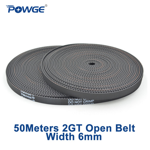 POWGE 50Meters 2MGT 2M 2GT open synchronous Timing belt GT2 2M-6 2GT-6 width 6mm Rubber Small backlash Linear Motion 3D Printer ► Photo 1/6