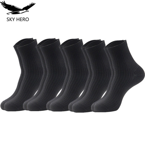 5 pairs/lot Men's Casual Combed Cotton Socks Man Crew Socks Winter Socks Clothes Summer SKY HERO ► Photo 1/6
