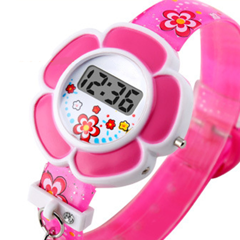 Lovely Flower Cute Boys Girls Kids Sport Watches Cartoon Children Watches Princess Silicone LED Digital Wrist Watches Party Gift ► Photo 1/6