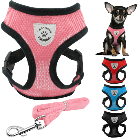 New Soft Breathable Air Nylon Mesh Puppy Dog Pet Cat Harness and Leash Set ► Photo 1/6