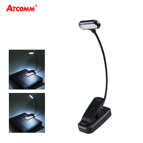 Adjustable LED Book Light With Goosenecks Clip 5 LEDs AAA Battery Powered Flexible Night Reading Desk Lamp Notebook Cool White ► Photo 1/6