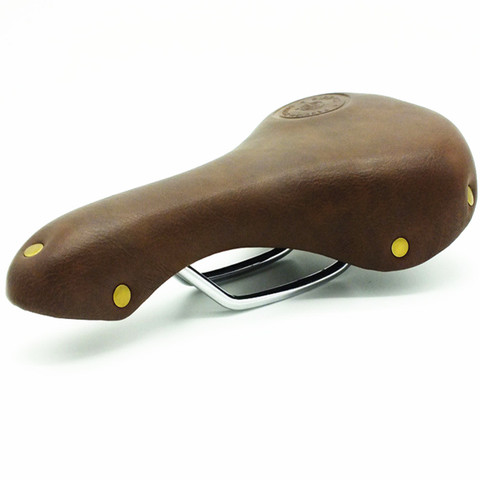 G09 Cycling saddle Mountain road bike vintage retro bicycle brown PU leather spring cushion ► Photo 1/6