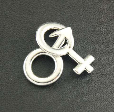 15Set(30pcs)   Silver Color Male and Female Gender Symbol Charms DIY jewelry accessories 14x24mm  A195 ► Photo 1/2