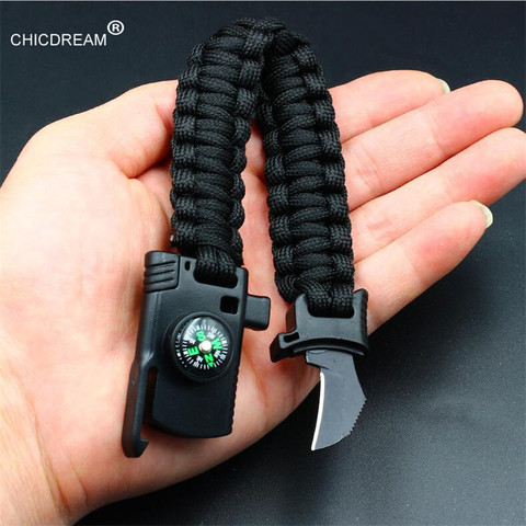 New Outdoor Camping Rescue Paracord Bracelet Men Survival Parachute Cord Multifunctional Braided Rope Bracelet Knife Compass ► Photo 1/6