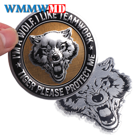 Car-Styling Wolf Head Sticker 3D Metal Car Motorcycle Logo Emblem Badge decoration Decals Auto Accessories ► Photo 1/5