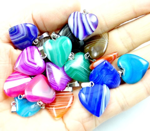 Natural stone Quartz Crystal Turquoises lapis tiger eye Heart-shaped pendant for diy Jewelry making necklace Accessories30pcs ► Photo 1/6